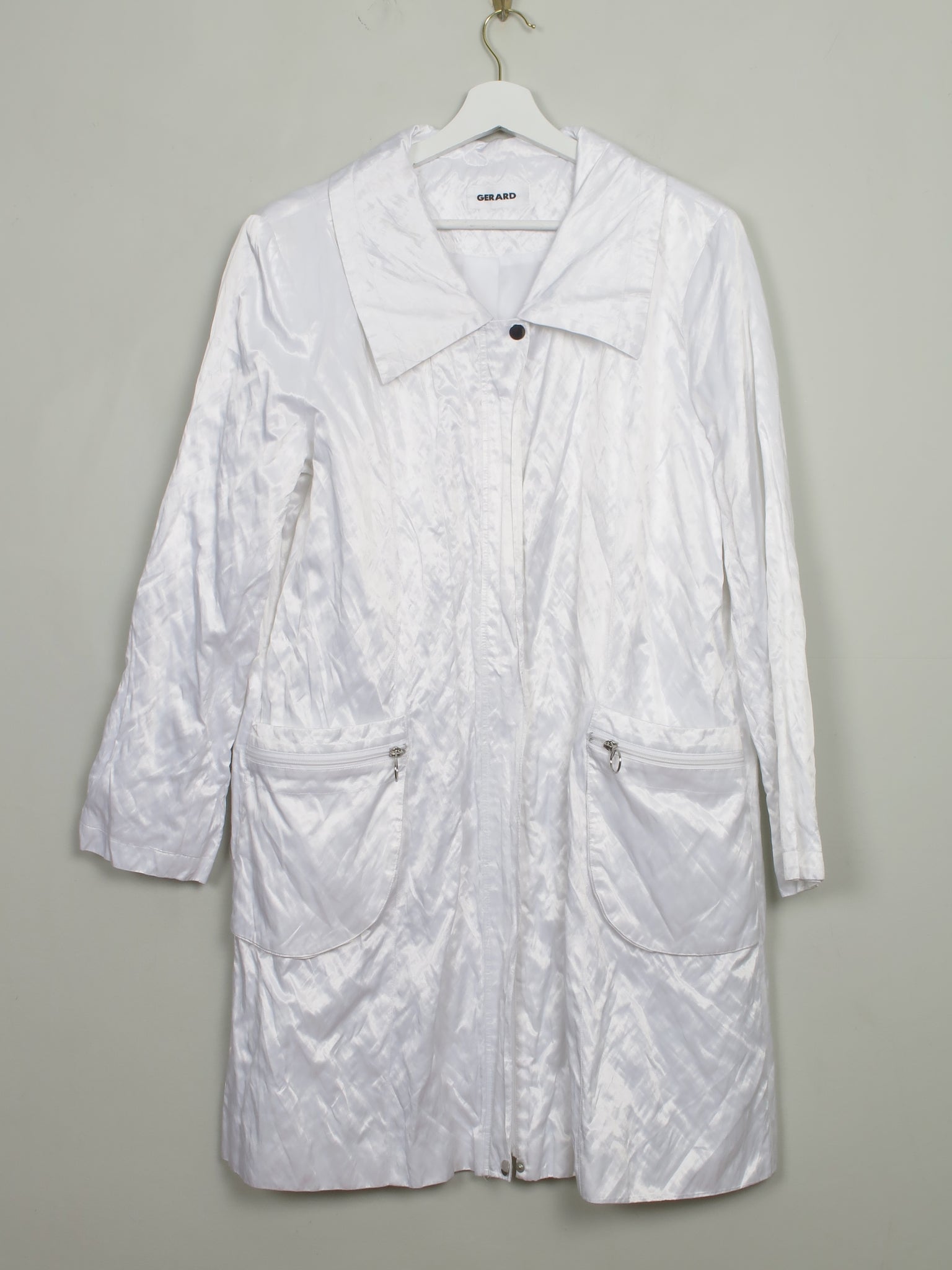 Women's White Vintage Summer Coat L - The Harlequin
