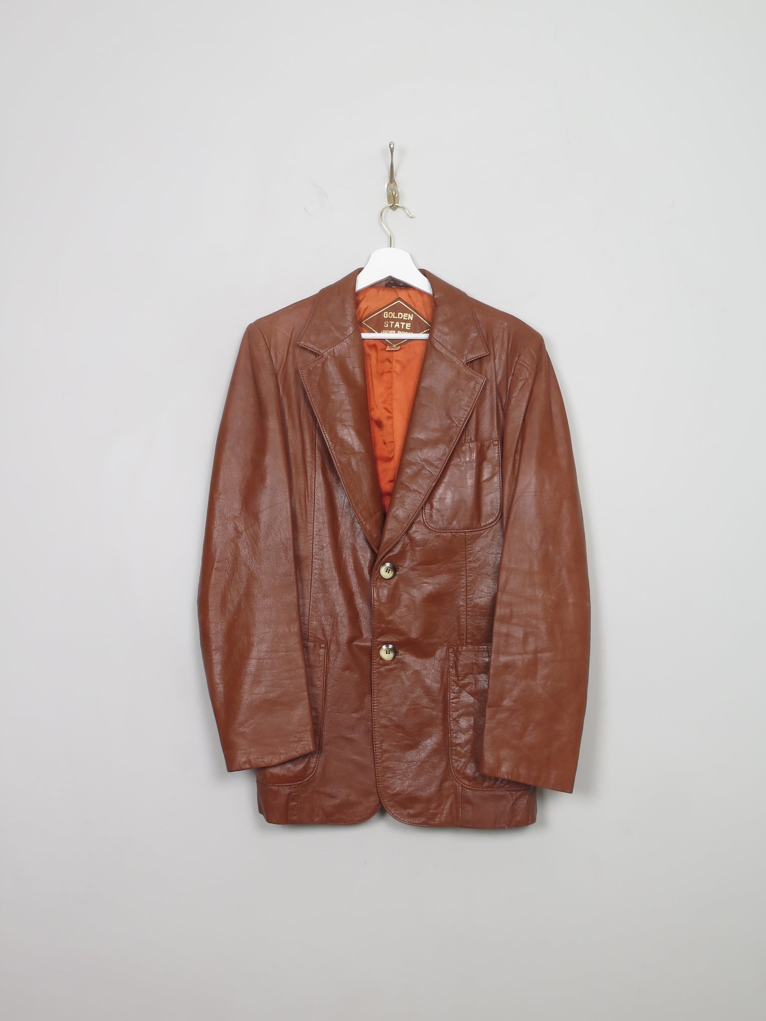 Men's Vintage Tan Leather Jacket S/M - The Harlequin