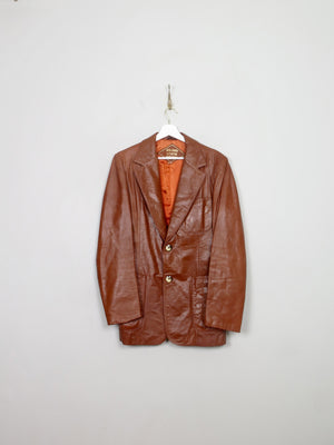 Men's Vintage Tan Leather Jacket S/M - The Harlequin