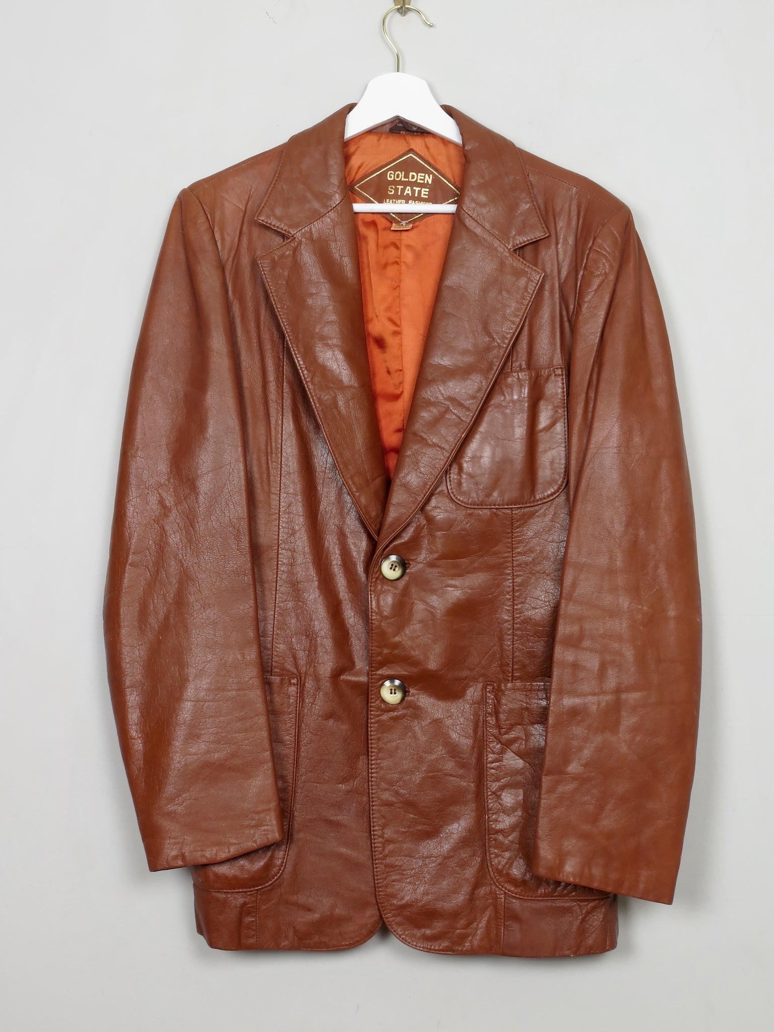Men's Vintage Tan Leather Jacket S/M - The Harlequin