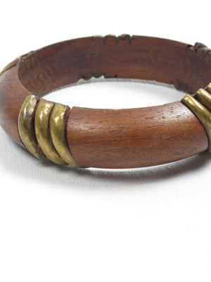 Vintage Wood & Brass Bangle