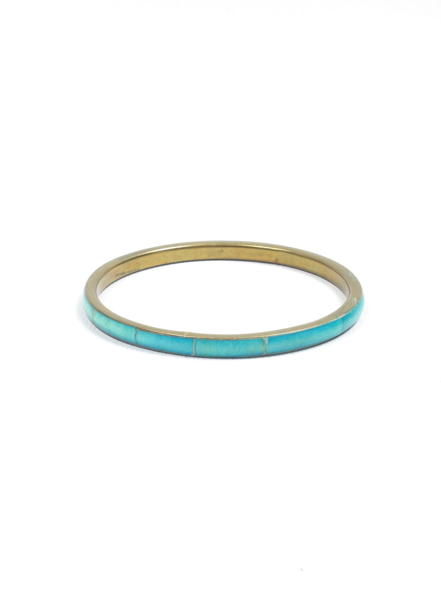 Vintage Brass & Turquoise Bangle - The Harlequin