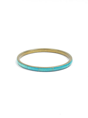 Vintage Brass & Turquoise Bangle - The Harlequin