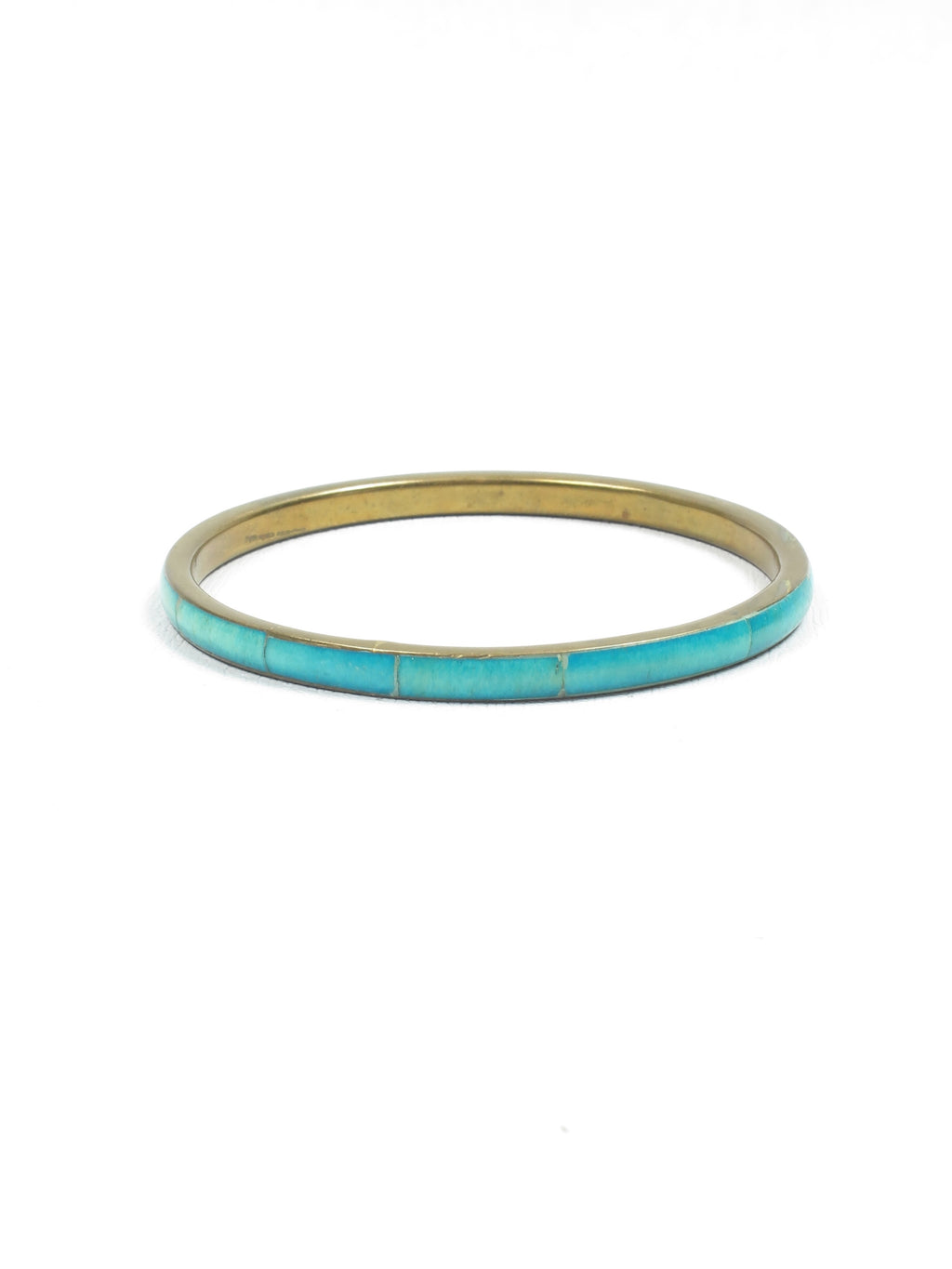 Vintage Brass & Turquoise Bangle - The Harlequin
