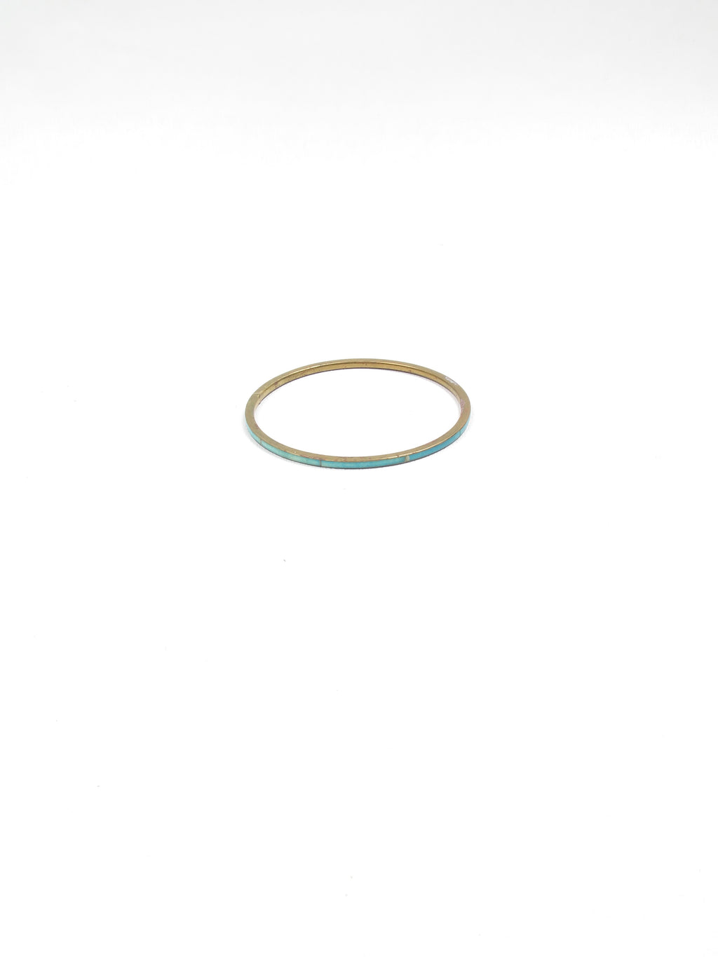 Vintage Turquoise & Brass Bangle - The Harlequin