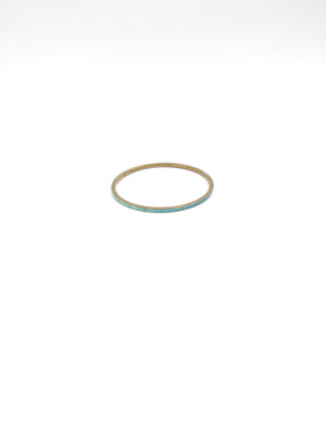 Vintage Turquoise & Brass Bangle - The Harlequin