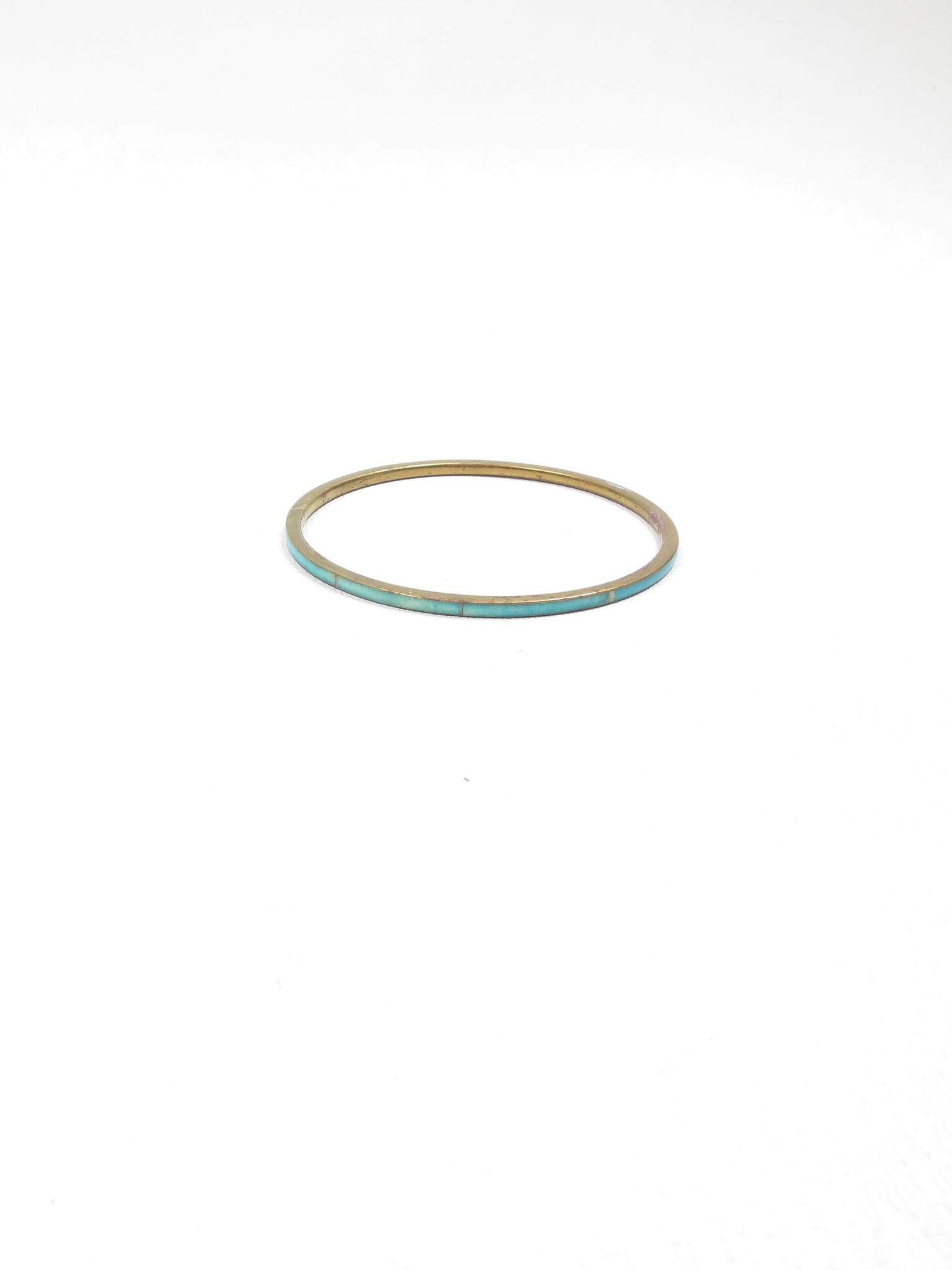 Vintage Turquoise & Brass Bangle - The Harlequin