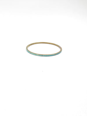 Vintage Turquoise & Brass Bangle - The Harlequin