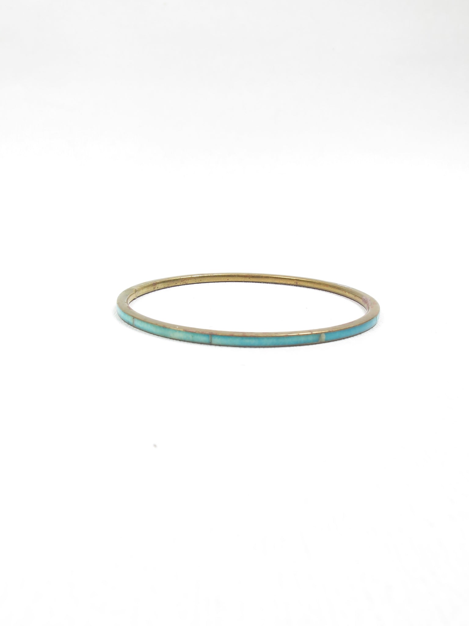 Vintage Turquoise & Brass Bangle - The Harlequin