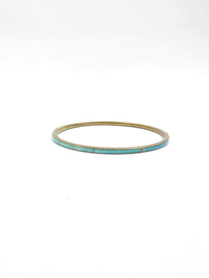 Vintage Turquoise & Brass Bangle - The Harlequin