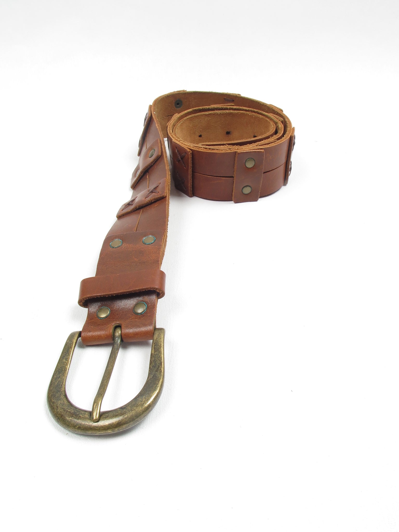 Tan Leather Vintage Style Belt M