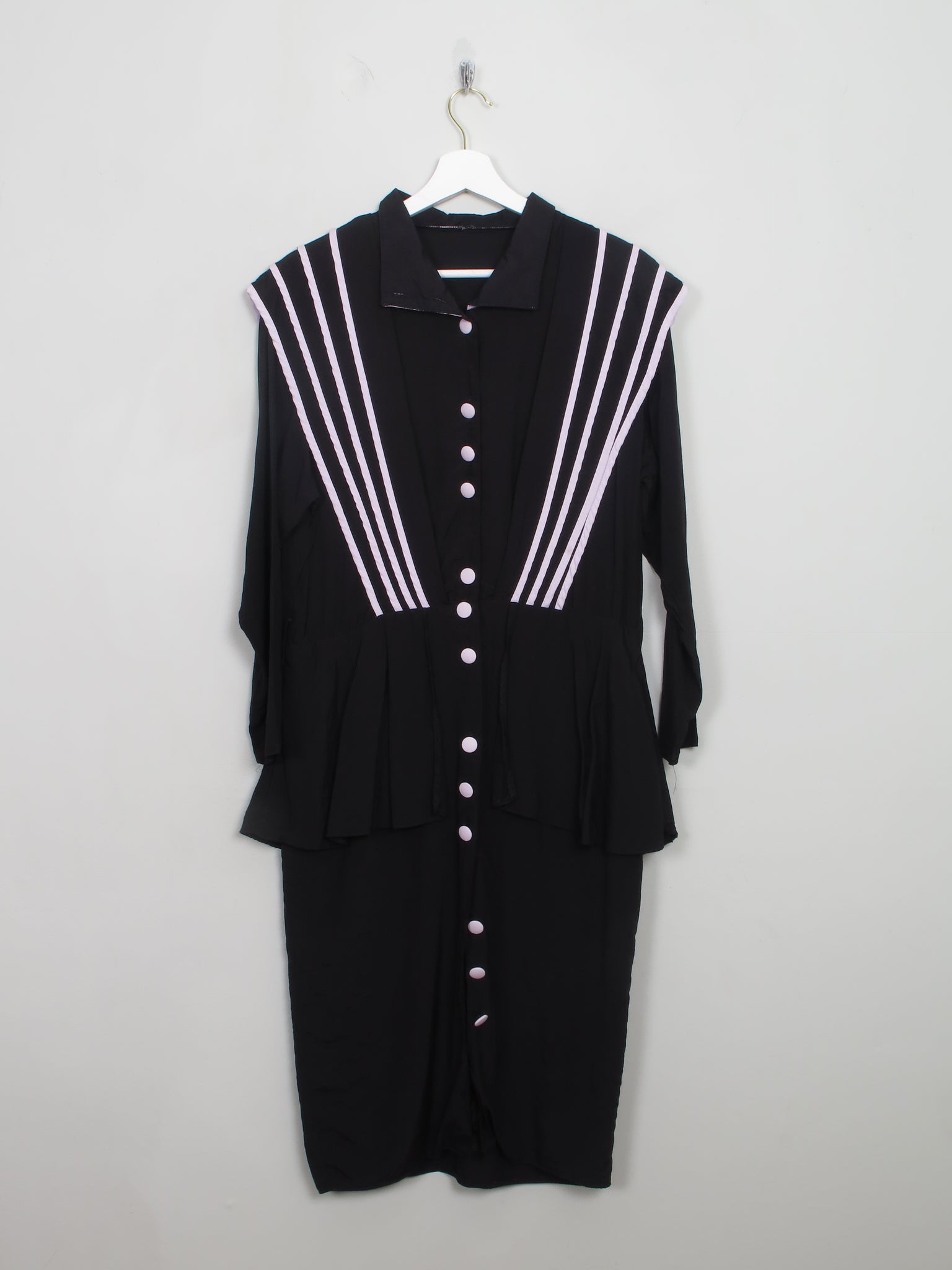 Vintage Black & Pink 1980s Dress S