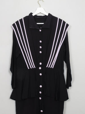 Vintage Black & Pink 1980s Dress S