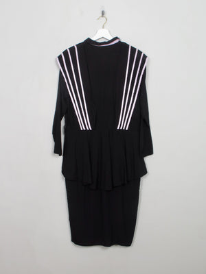 Vintage Black & Pink 1980s Dress S
