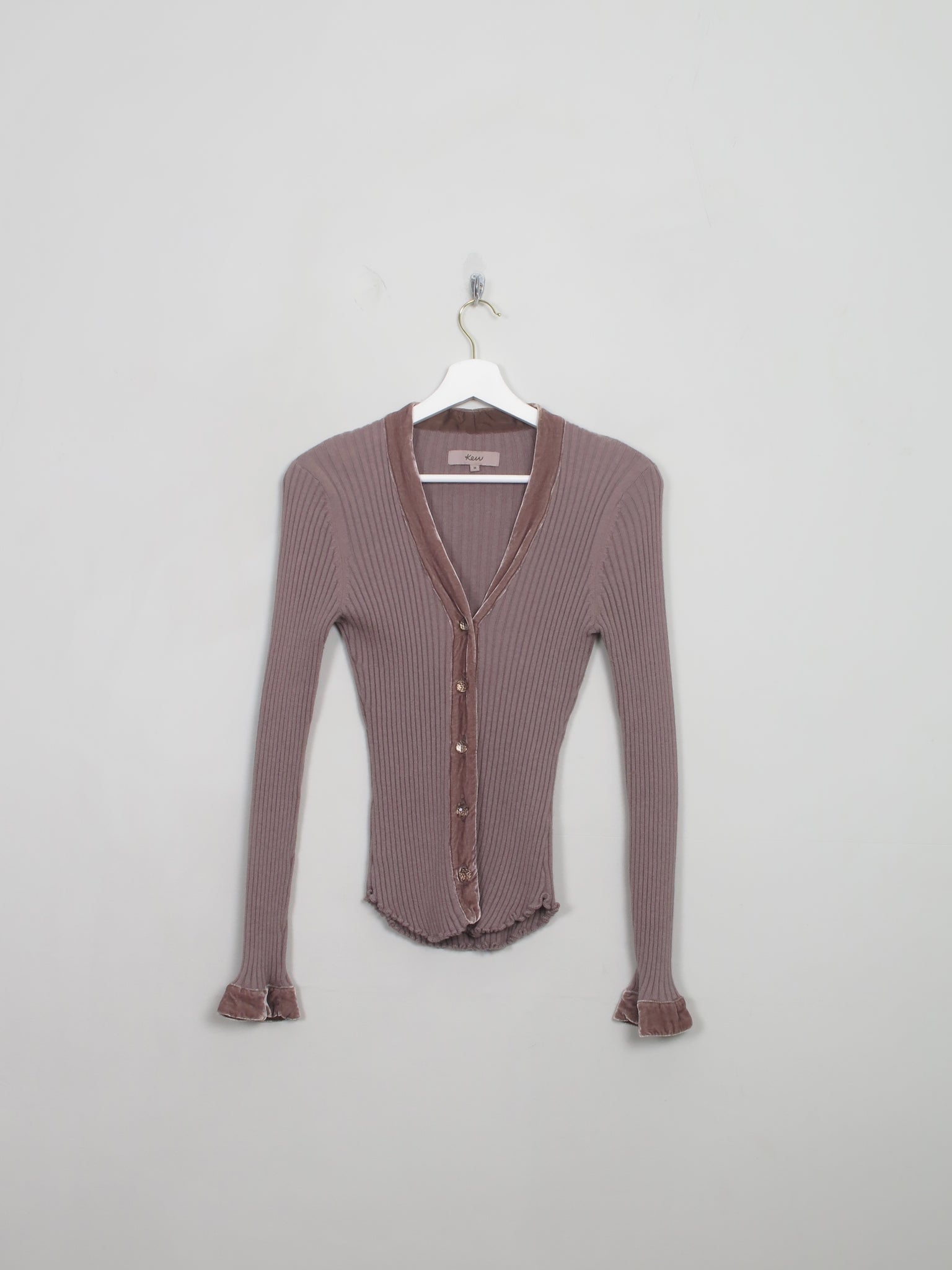 Vintage Taupe Ribbed Cardigan S/M