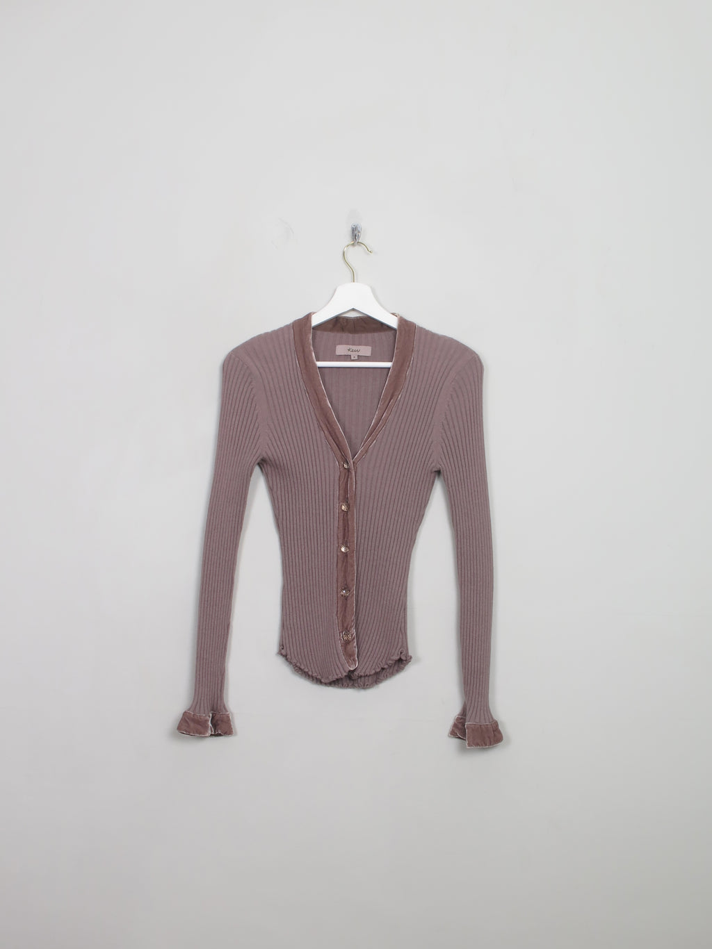 Vintage Taupe Ribbed Cardigan S/M