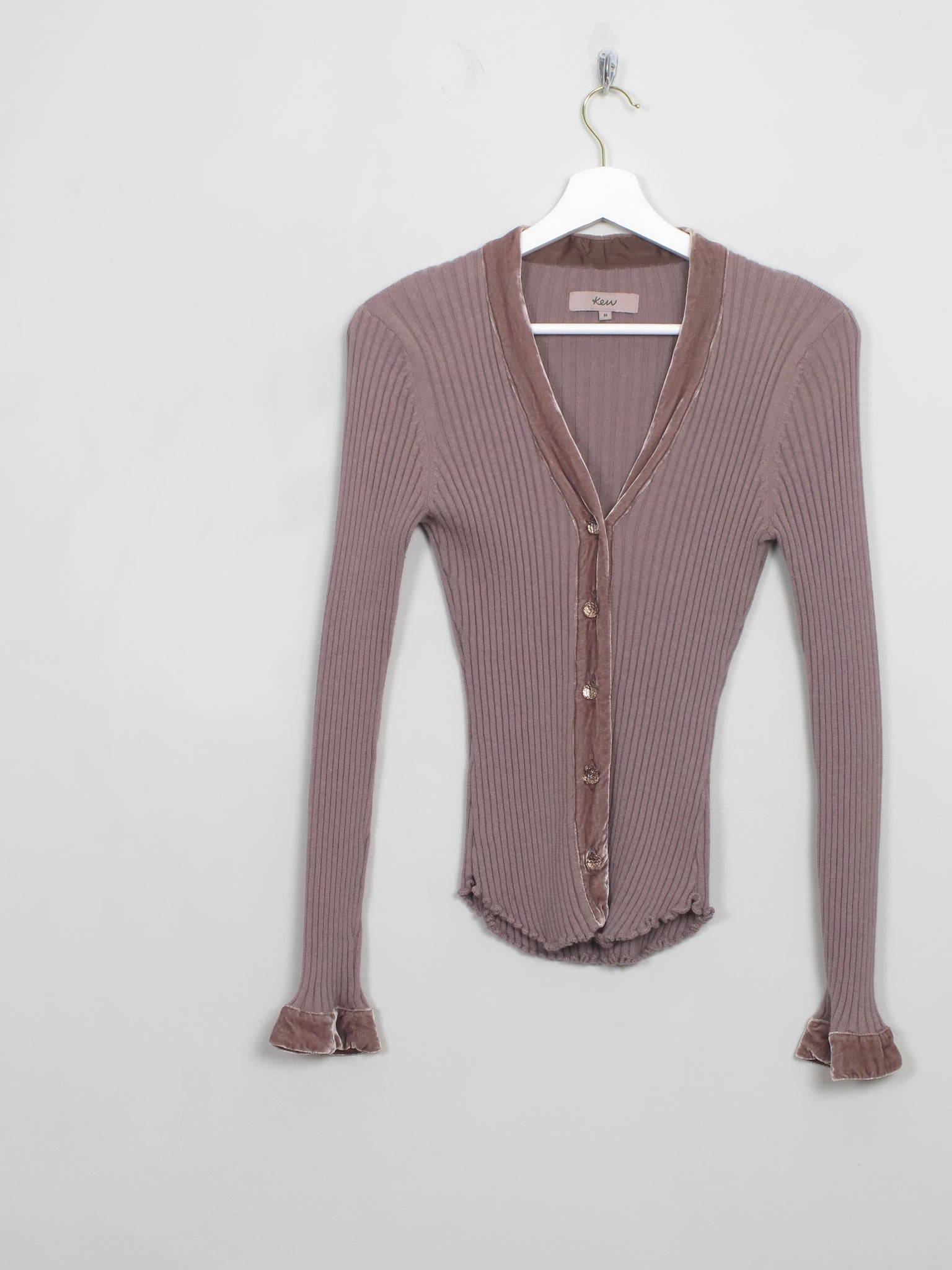 Vintage Taupe Ribbed Cardigan S/M