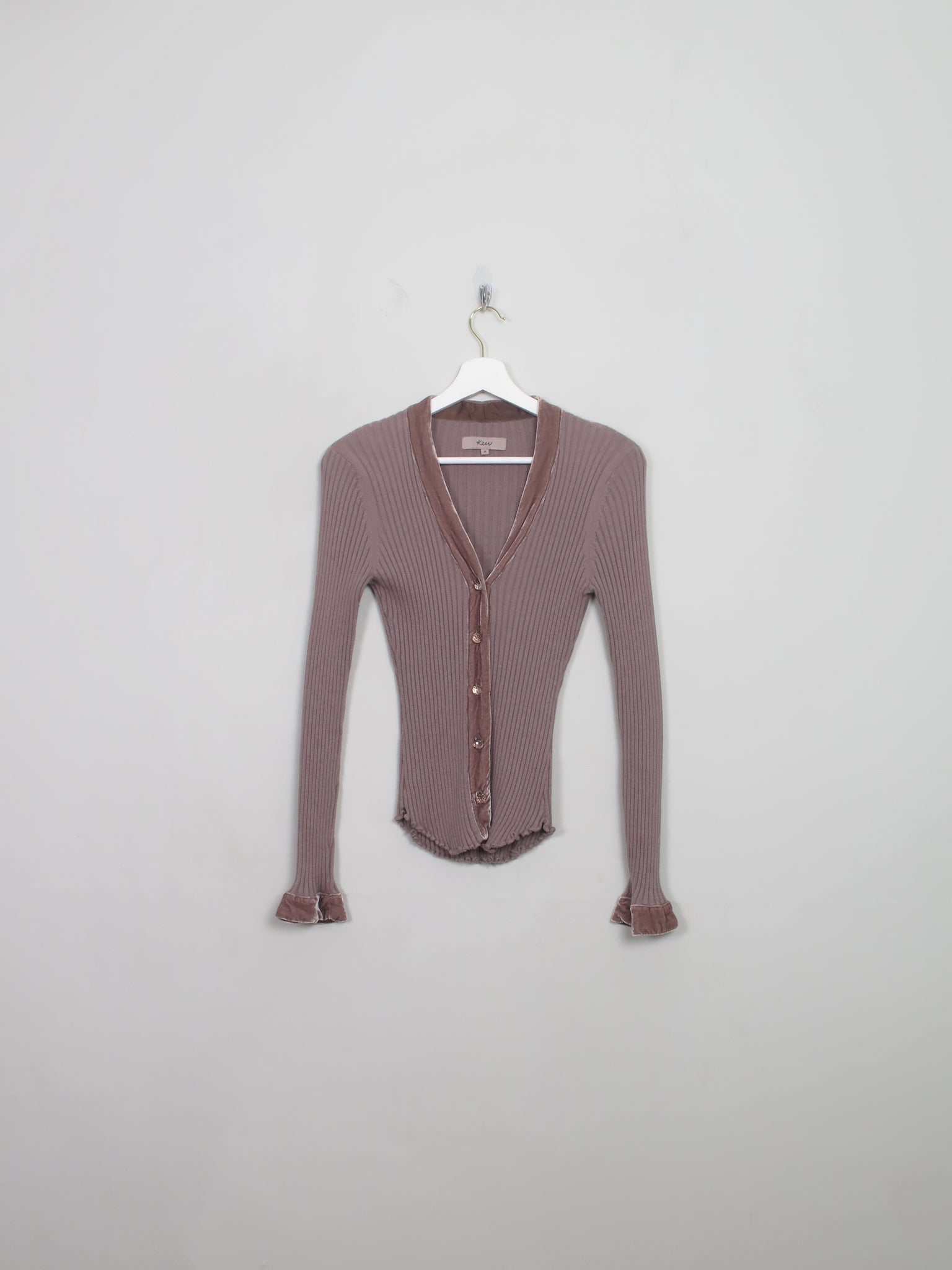 Vintage Taupe Ribbed Cardigan S/M