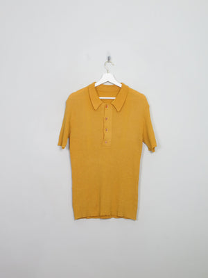 Men's Vintage Mustard Yellow Ribbed Polo Top M/L