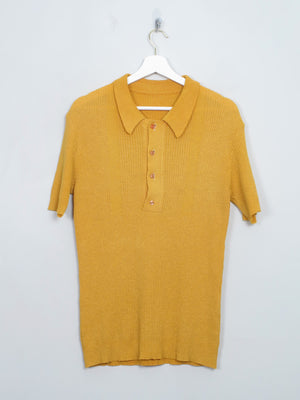 Men's Vintage Mustard Yellow Ribbed Polo Top M/L