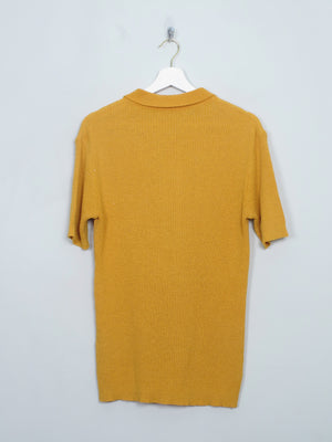 Men's Vintage Mustard Yellow Ribbed Polo Top M/L