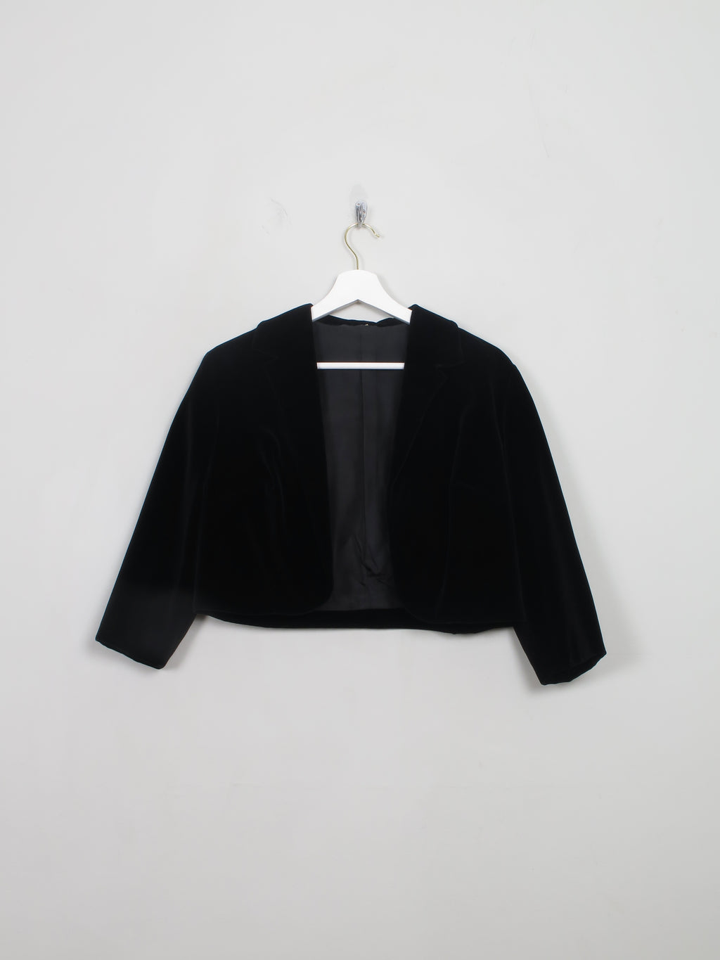 Women's Vintage Black Velvet Bolero Jacket S