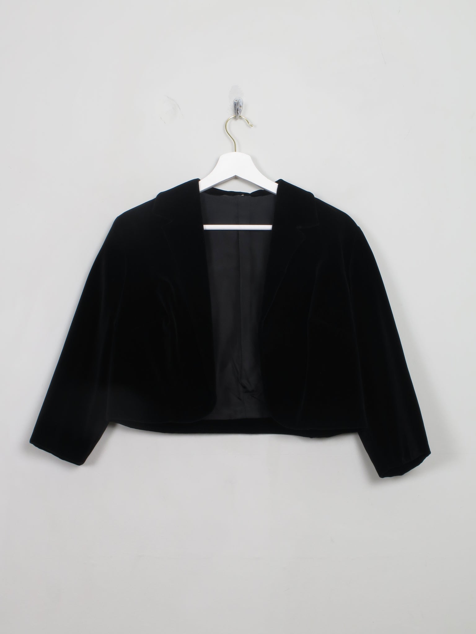 Women's Vintage Black Velvet Bolero Jacket S