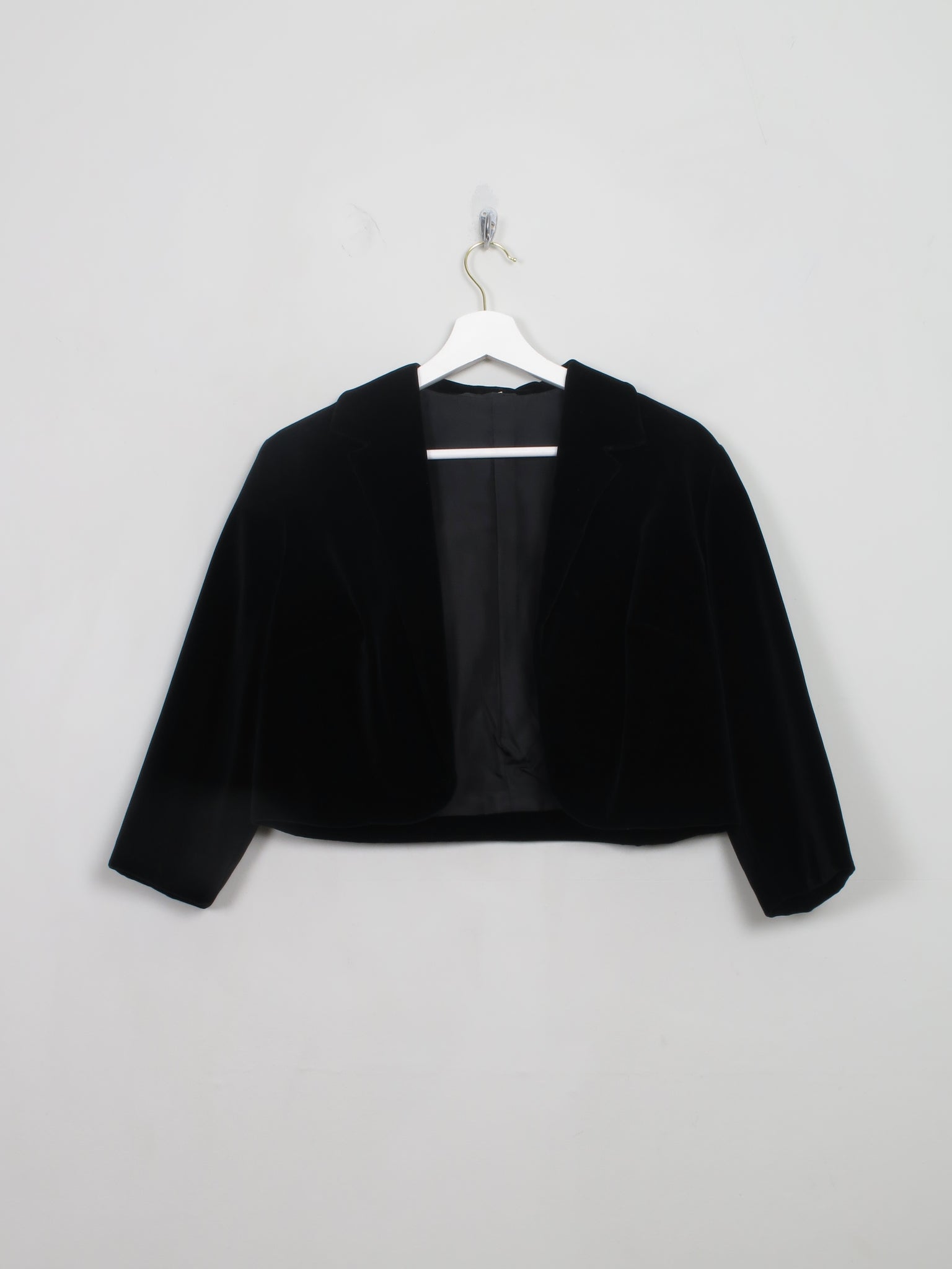 Women's Vintage Black Velvet Bolero Jacket S