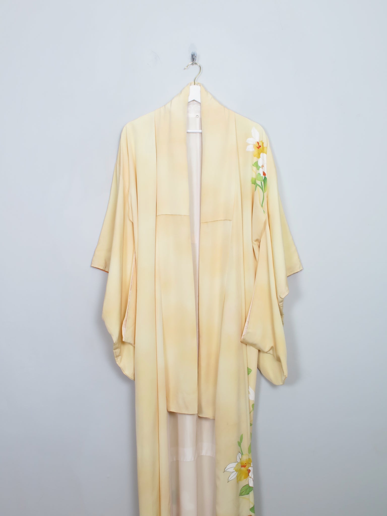 Women's Vintage Yellow Silk Kimono S/M