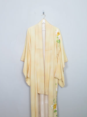 Women's Vintage Yellow Silk Kimono S/M