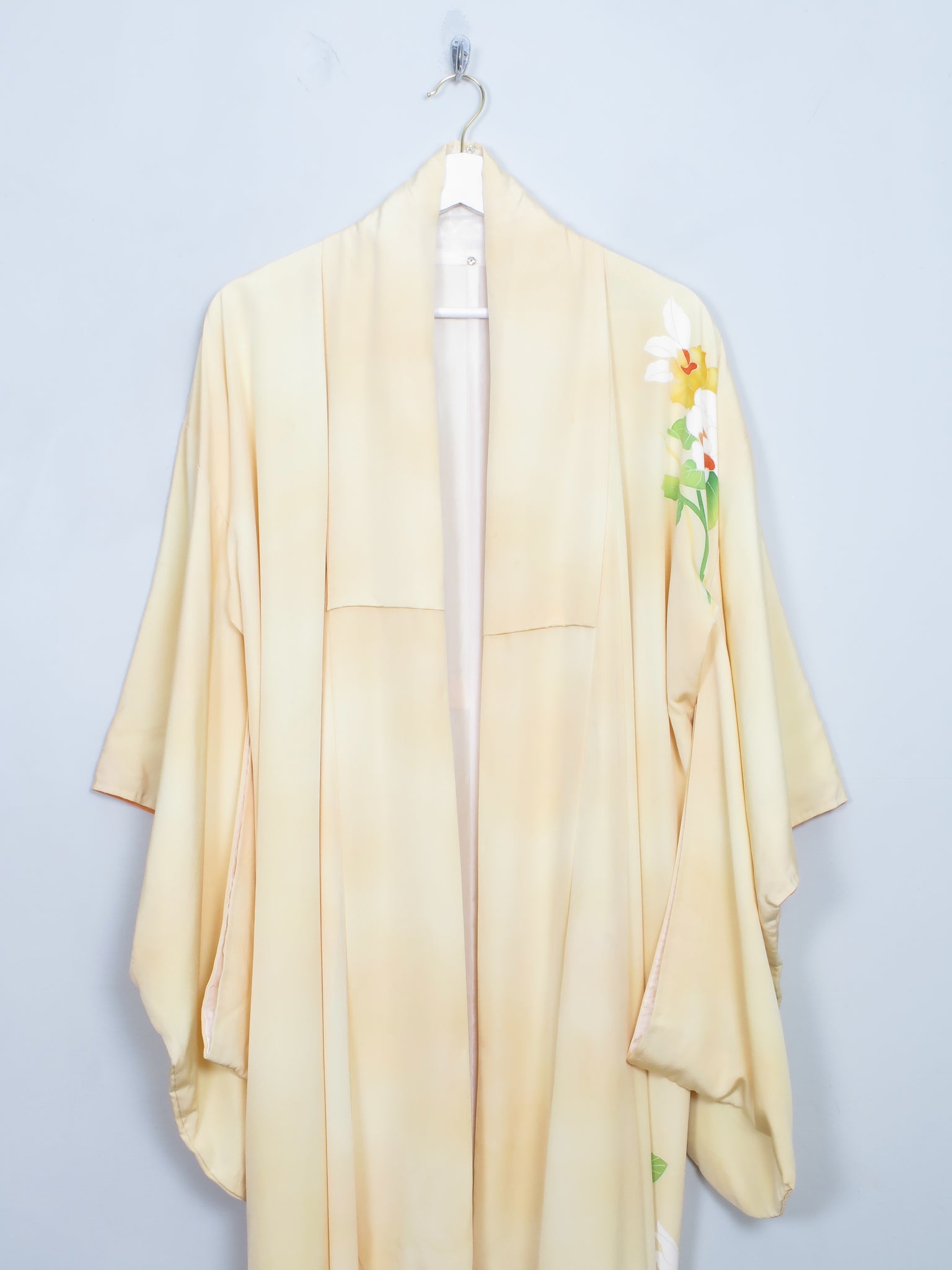 Women's Vintage Yellow Silk Kimono S/M