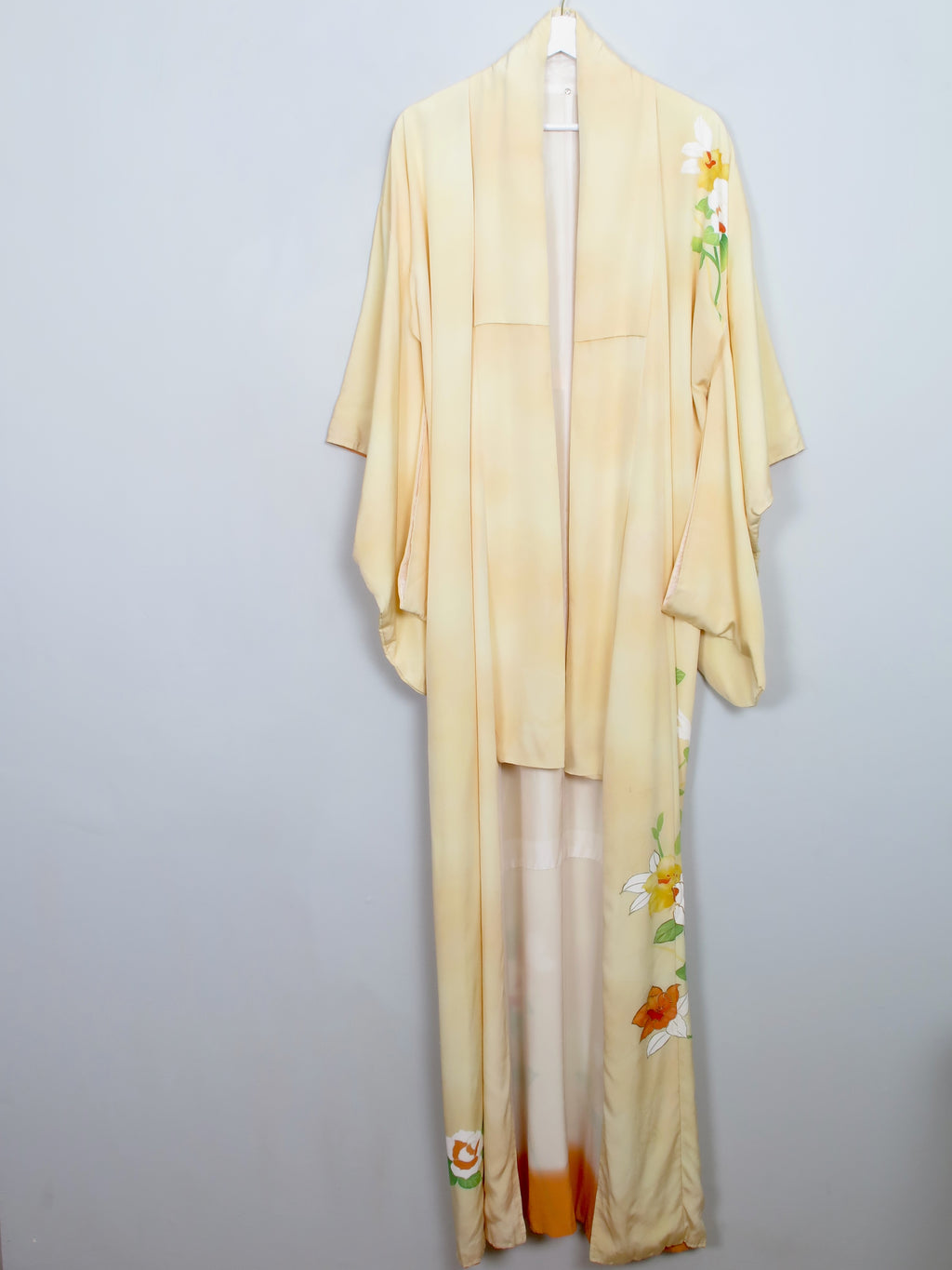 Women's Vintage Yellow Silk Kimono S/M