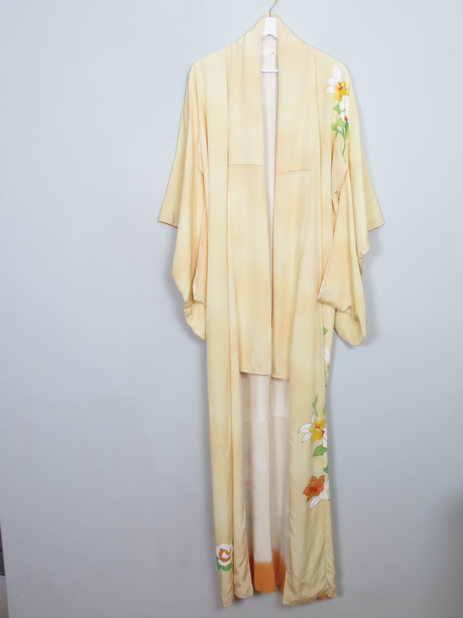 Women's Vintage Yellow Silk Kimono S/M