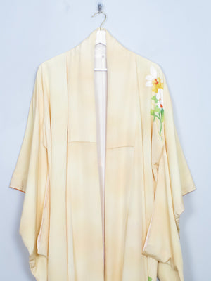 Women's Vintage Yellow Silk Kimono S/M