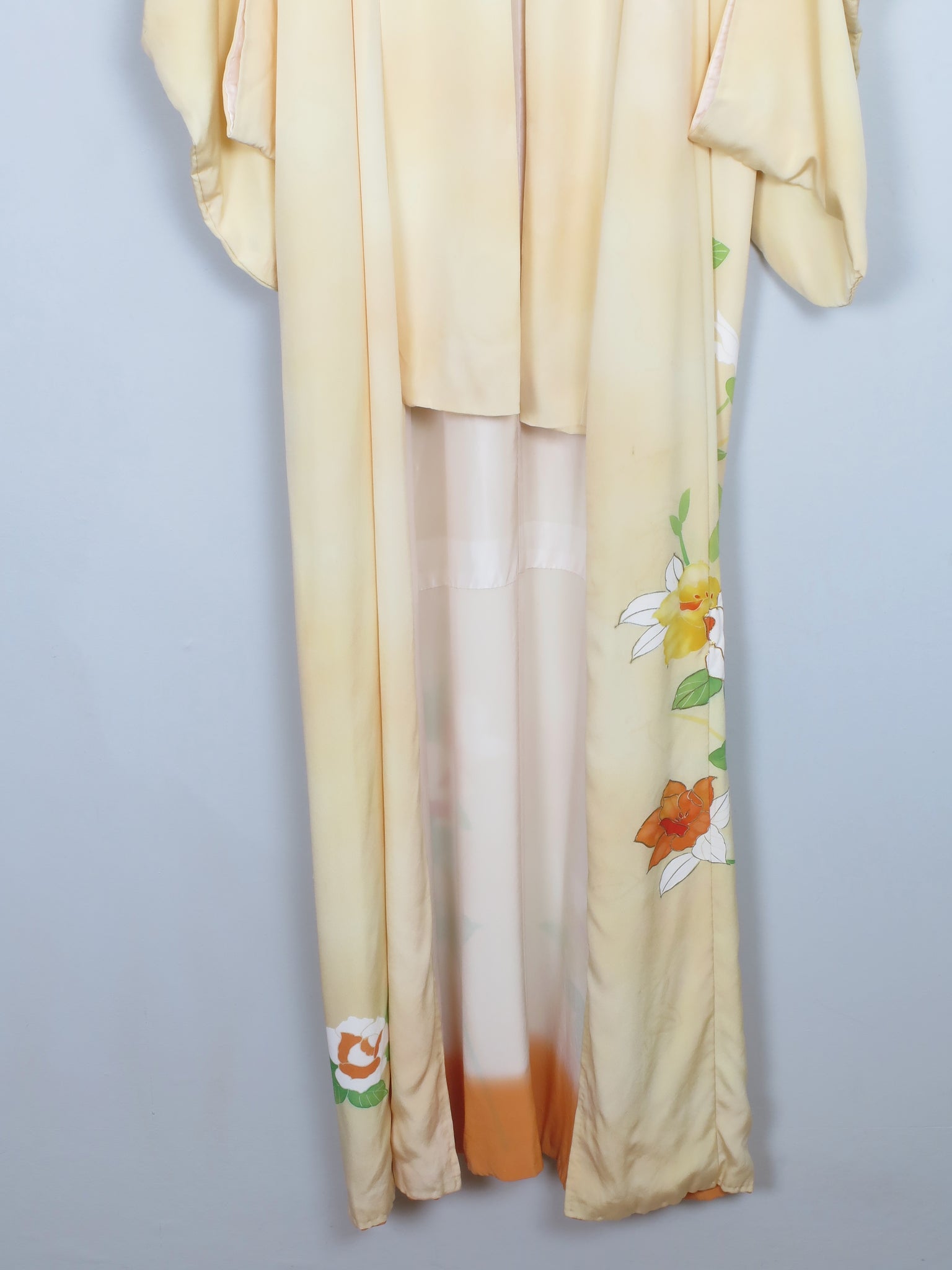 Women's Vintage Yellow Silk Kimono S/M
