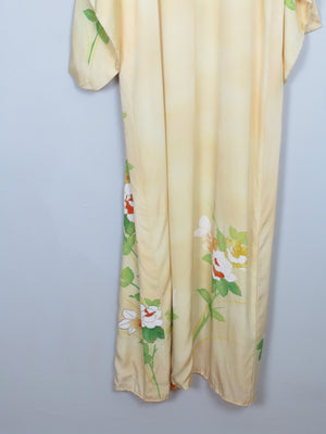 Women's Vintage Yellow Silk Kimono S/M