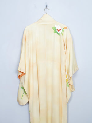 Women's Vintage Yellow Silk Kimono S/M