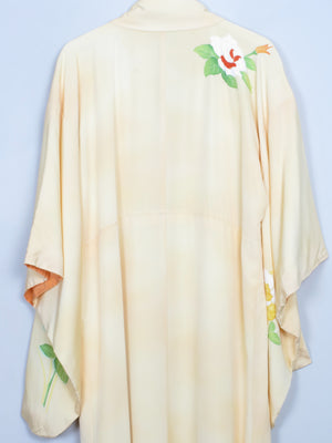 Women's Vintage Yellow Silk Kimono S/M