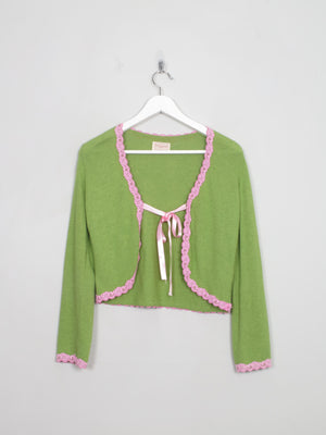 Women's Vintage Green Avoca Balero Style Cardigan S