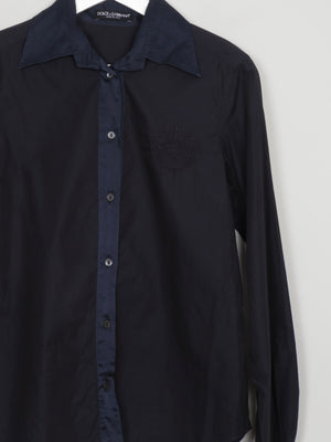 Vintage Navy Dolce & Gabbana Blouse With Colar S