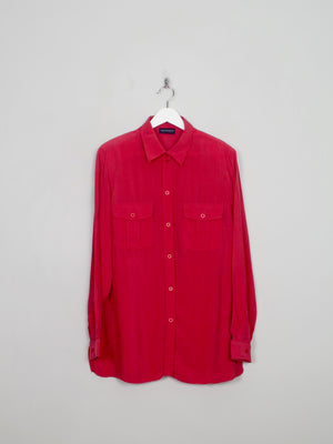 Women's VIntage Silk Blouse With Collar L/XL