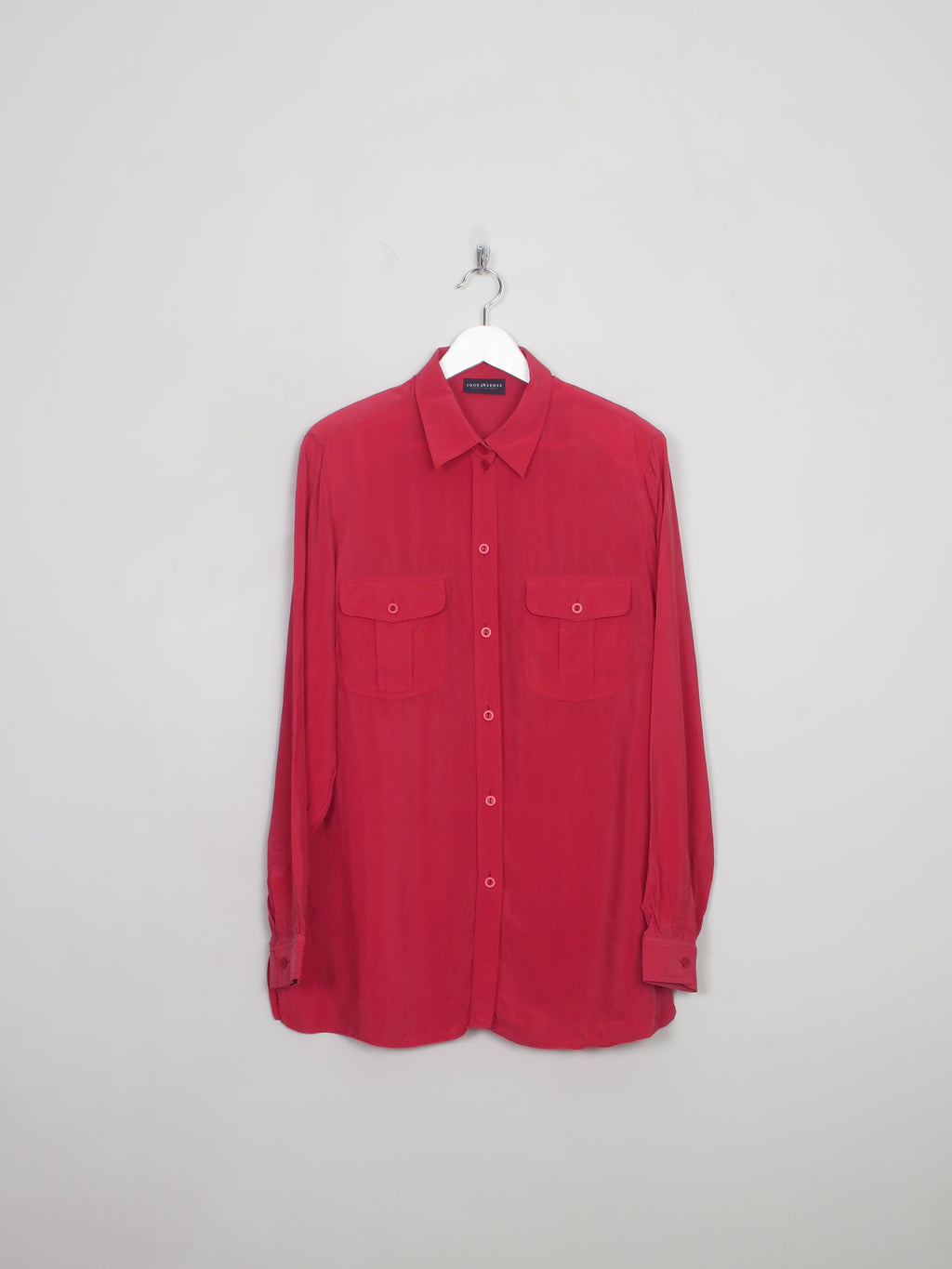 Women's VIntage Silk Blouse With Collar L/XL