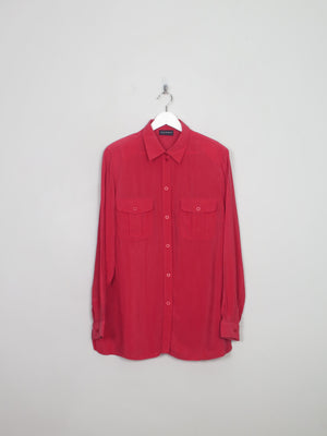 Women's VIntage Silk Blouse With Collar L/XL