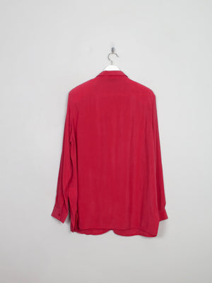 Women's VIntage Silk Blouse With Collar L/XL