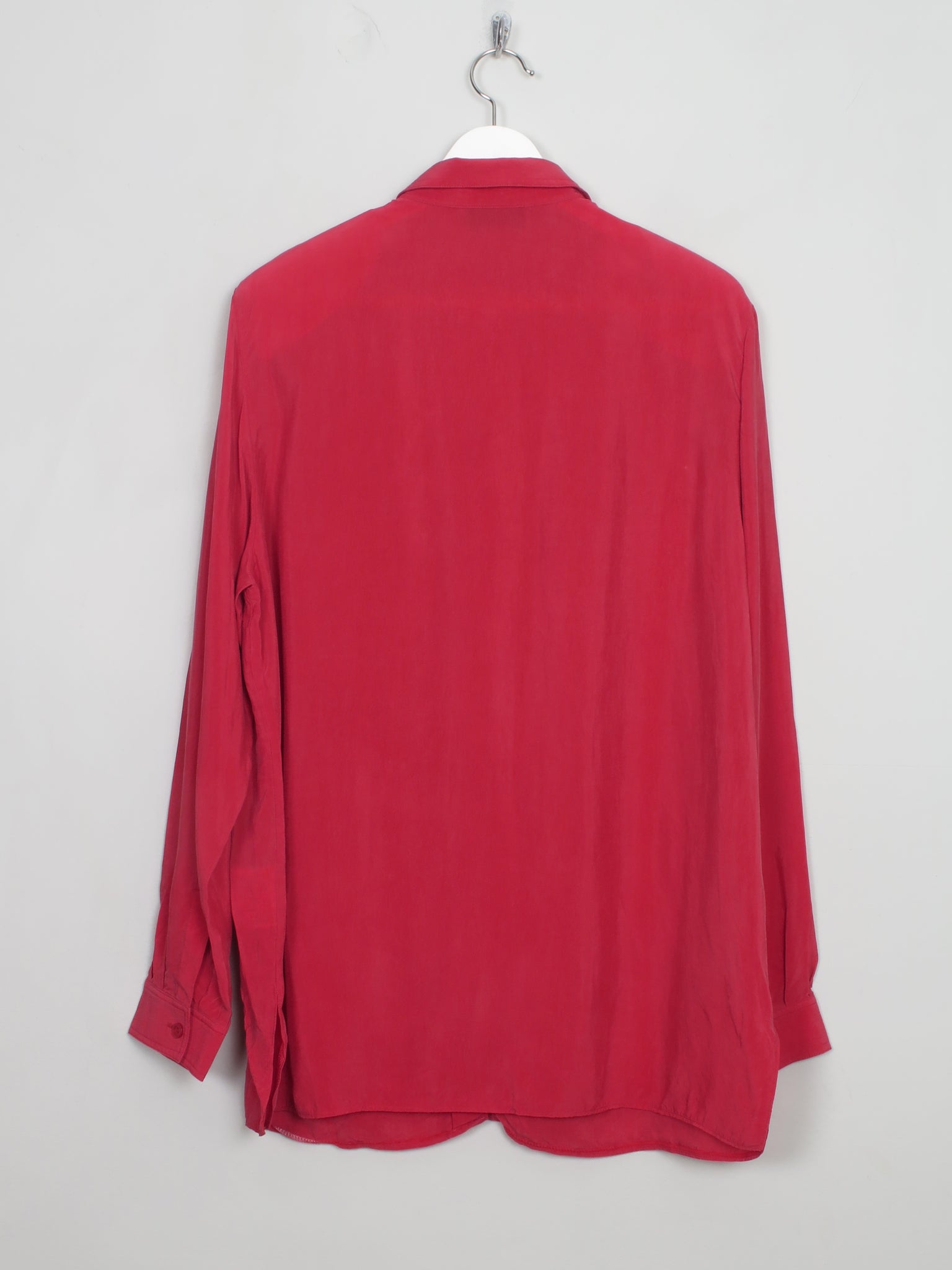 Women's VIntage Silk Blouse With Collar L/XL