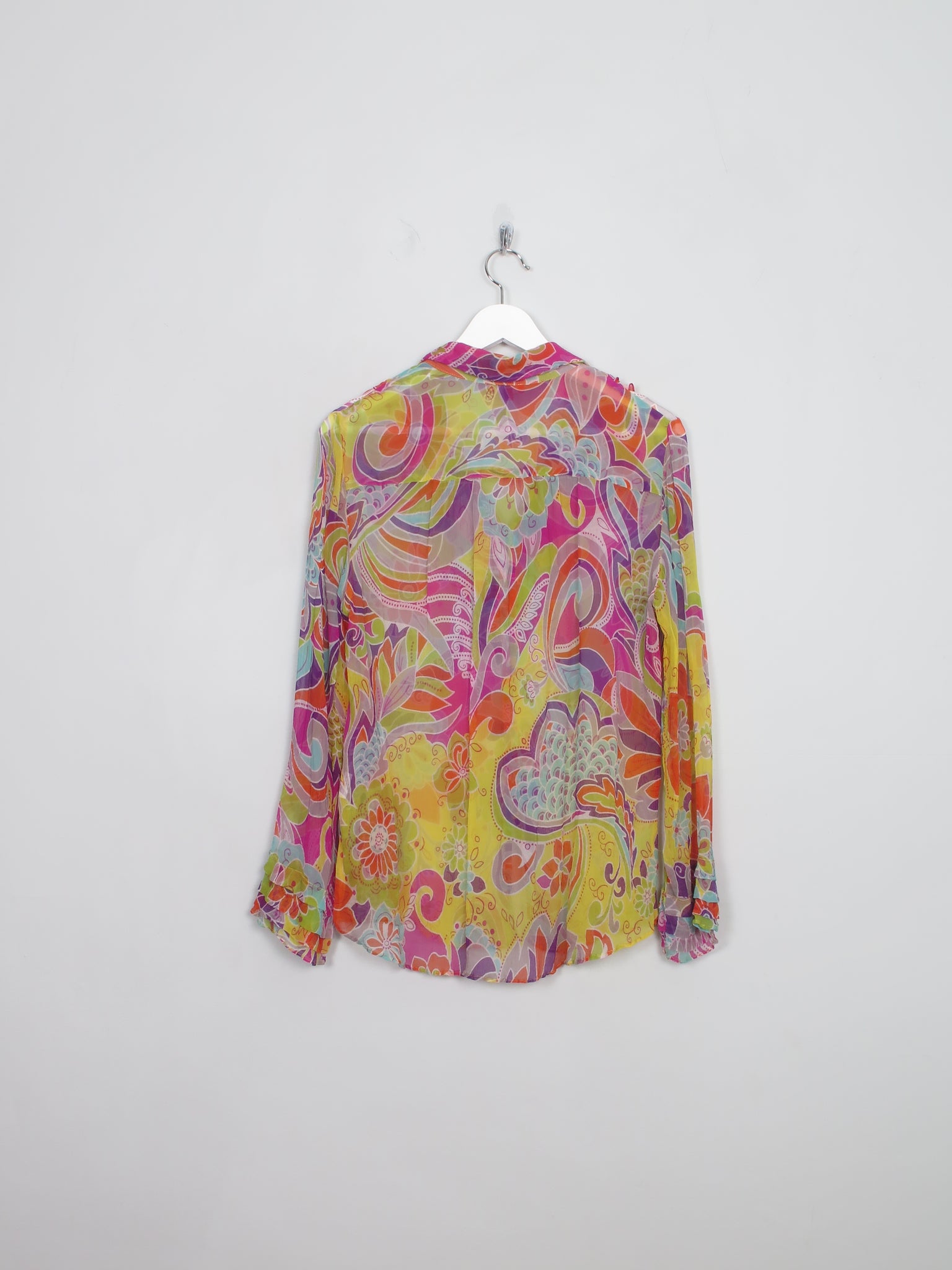 Women's Vintage Colourful Silk Chacok Blouse M