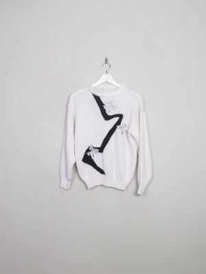 Women's Vintage White 80s Jumper S