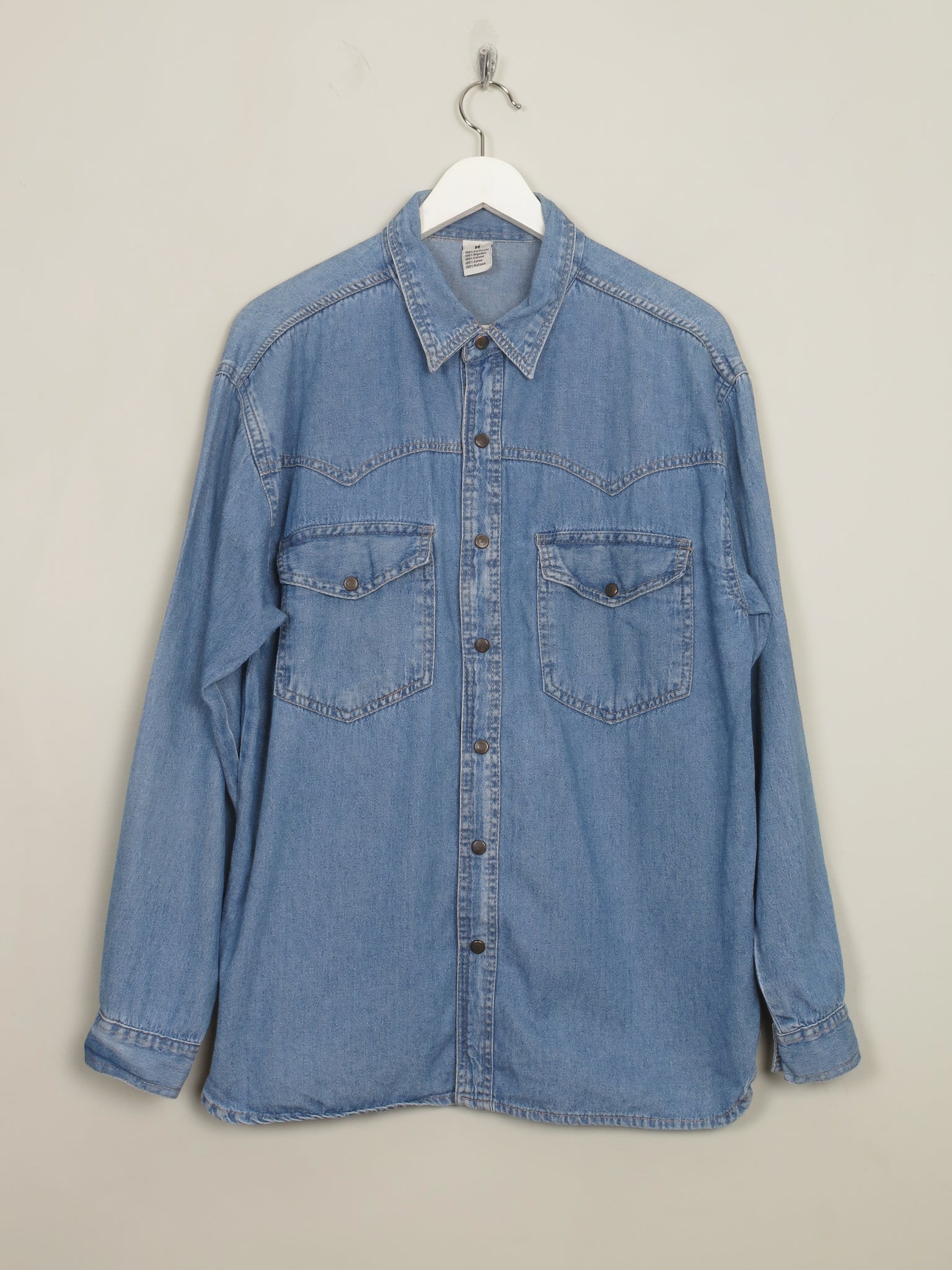 Men's Vintage Blue Denim 1970s Shirt M/L