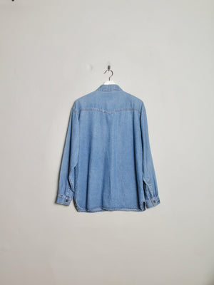 Men's Vintage Blue Denim 1970s Shirt M/L