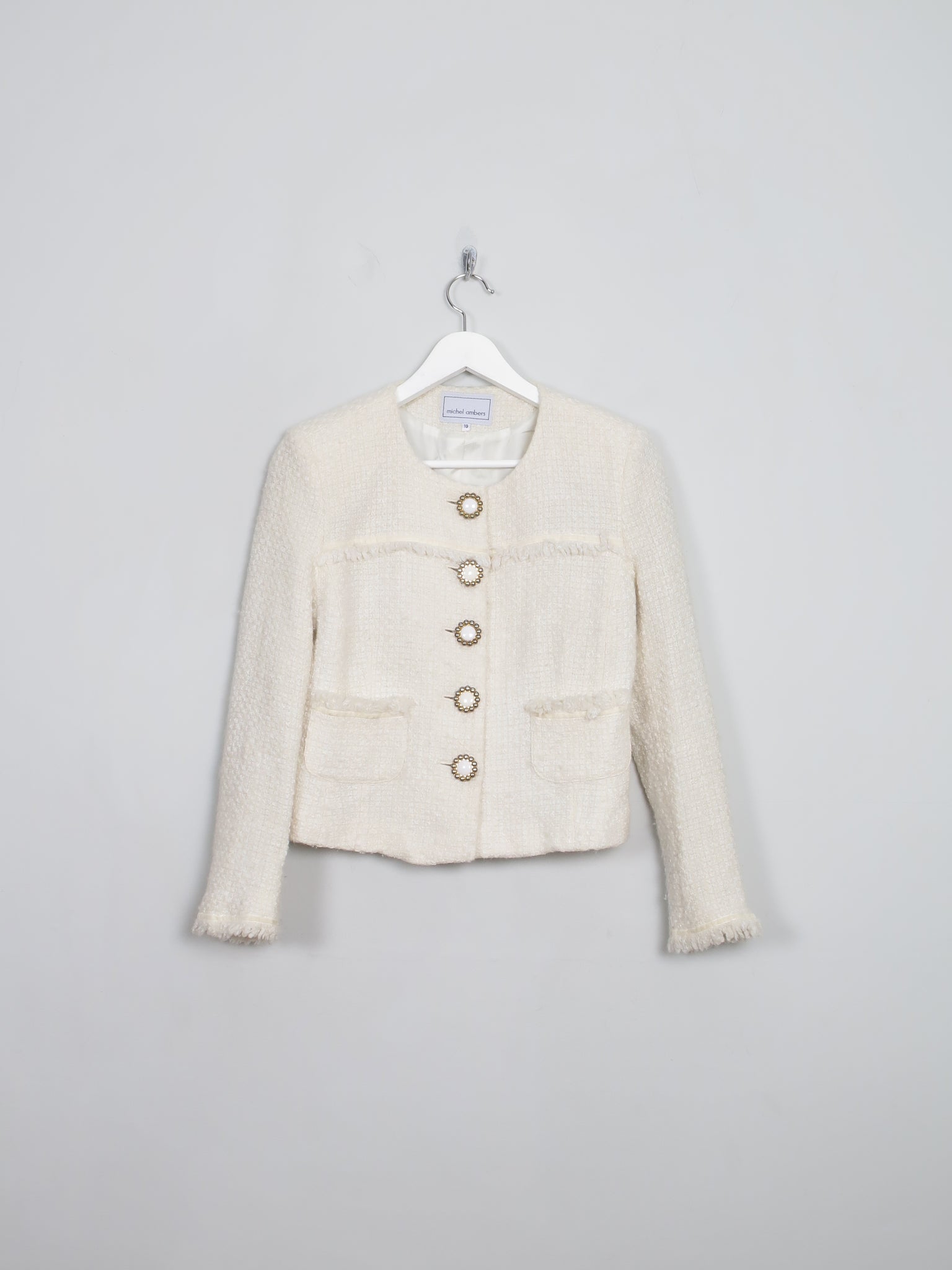 Women's Vintage Cream Tweed Jacket S